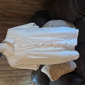 POL Oversize Button Down Top Short Sleeve Top Cottagecore Festival Boho RenFaire